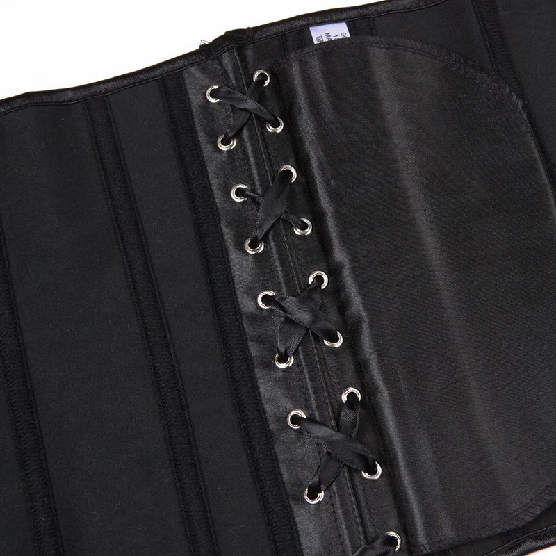 Kranchungel Women's Vintage Satin Underbust Corset Bustier Waist Cincher Bodyshaper X-Large Black - Image 4